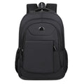Oxford cloth college backpack in solid colour with multi-layer compartments and curved shoulder straps.
