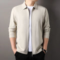 Men's polyester business jacket in apricot colour with regular sleeves and straight hem design