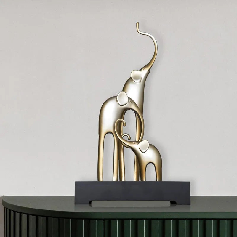 Fortune Bring Elephant resin decorative figurine in bright gold, rose gold, silver, or retro colour finish.