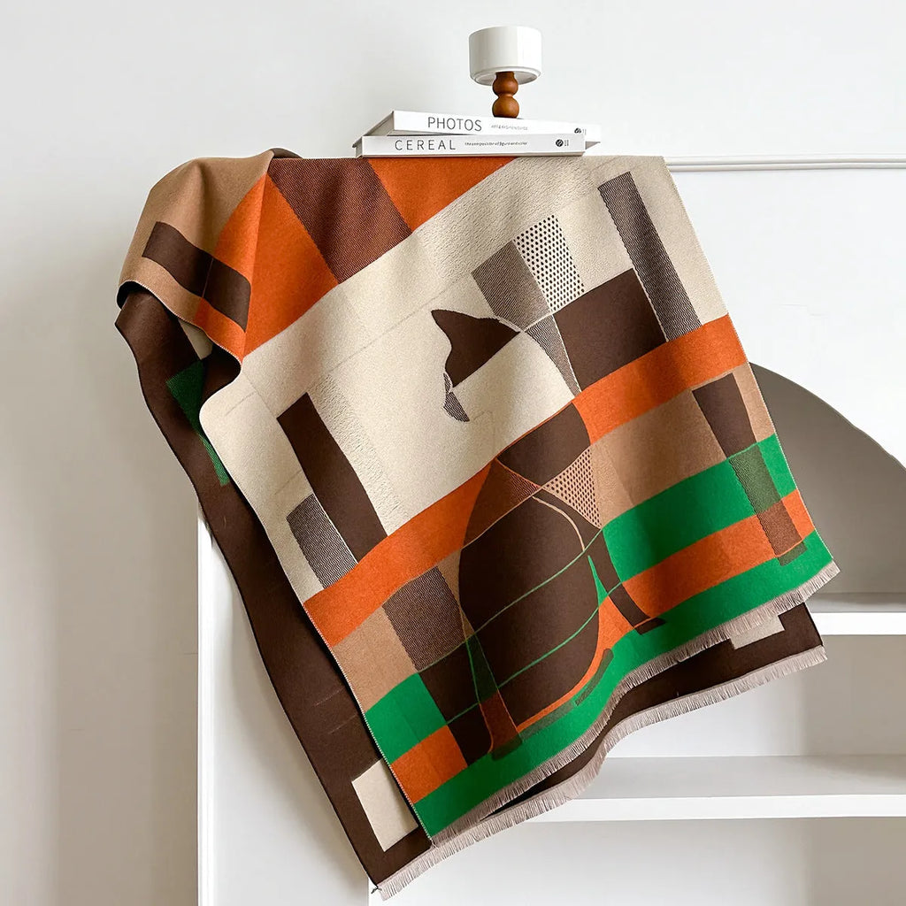 Imitation cashmere scarf in multiple colours showing 185cm by 65cm dimensions