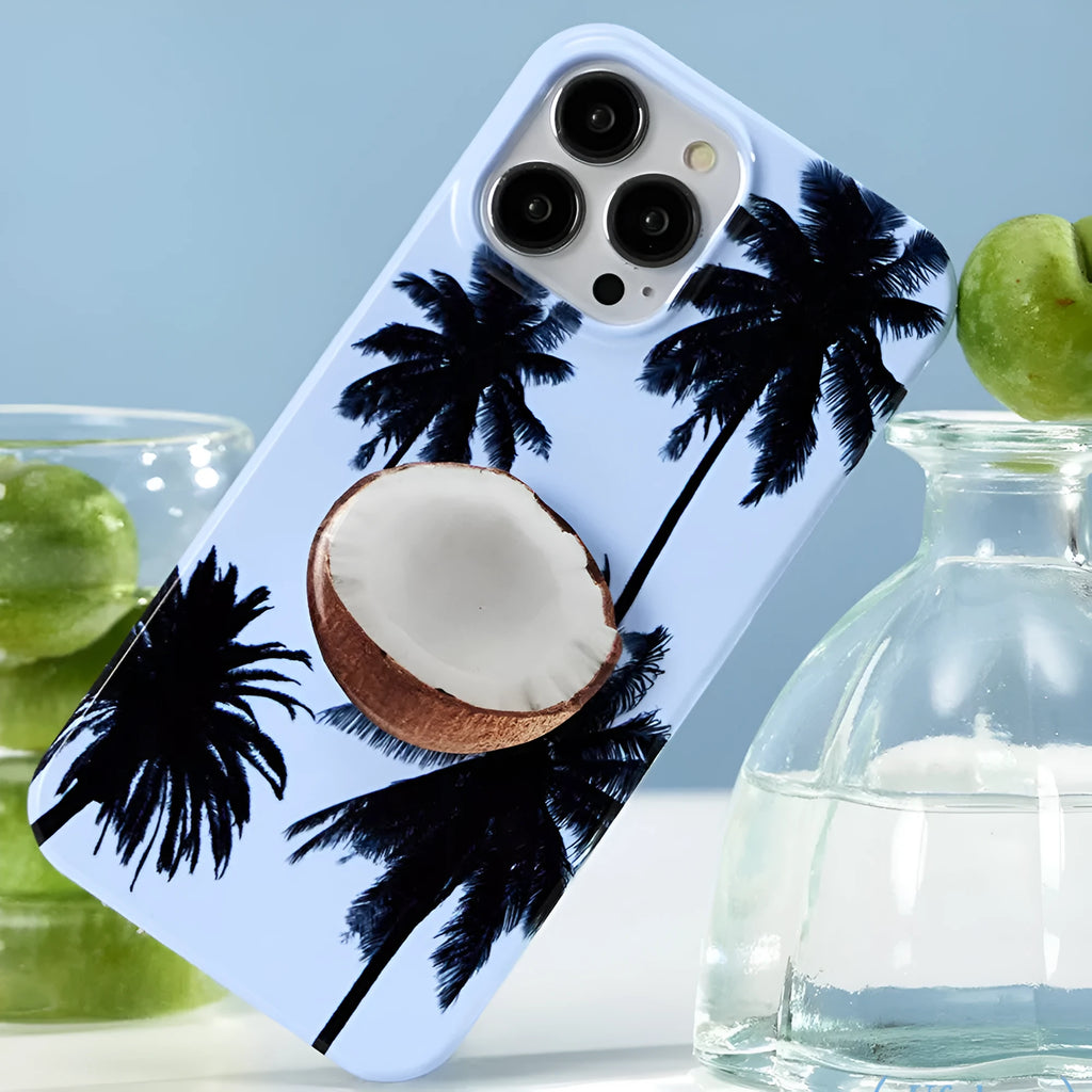 Original Summer Coconut flexible TPU phone case for iPhone, shown with bracket combination option.