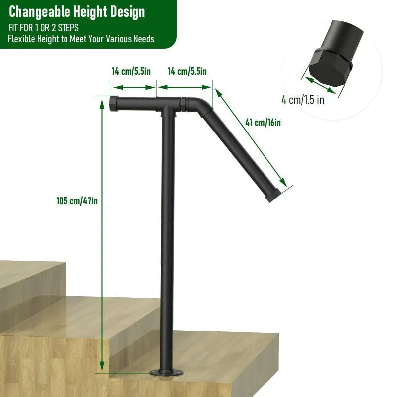Black American style minimalist metal ladder support bracket for household stairs