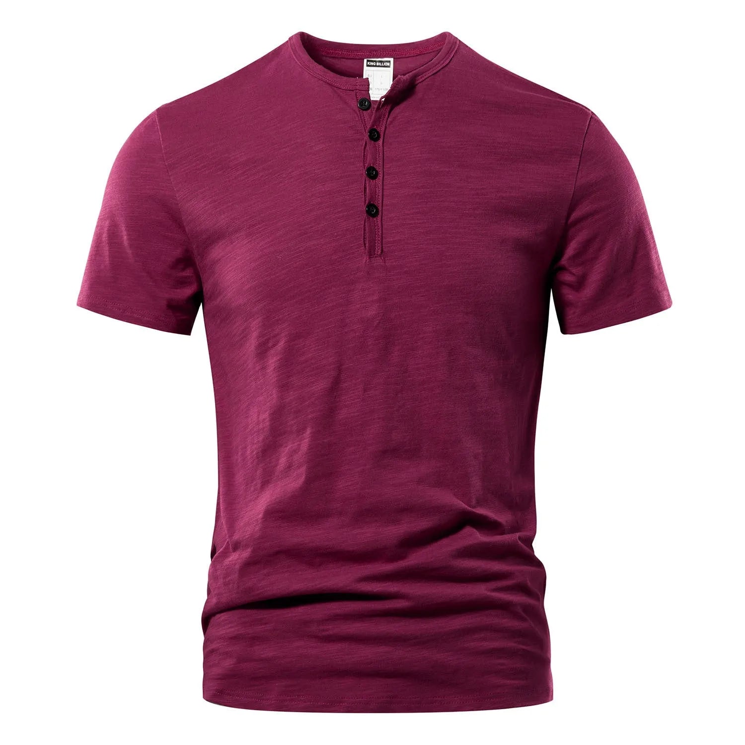 Men's solid colour slub cotton short sleeve casual shirt in British style pullover