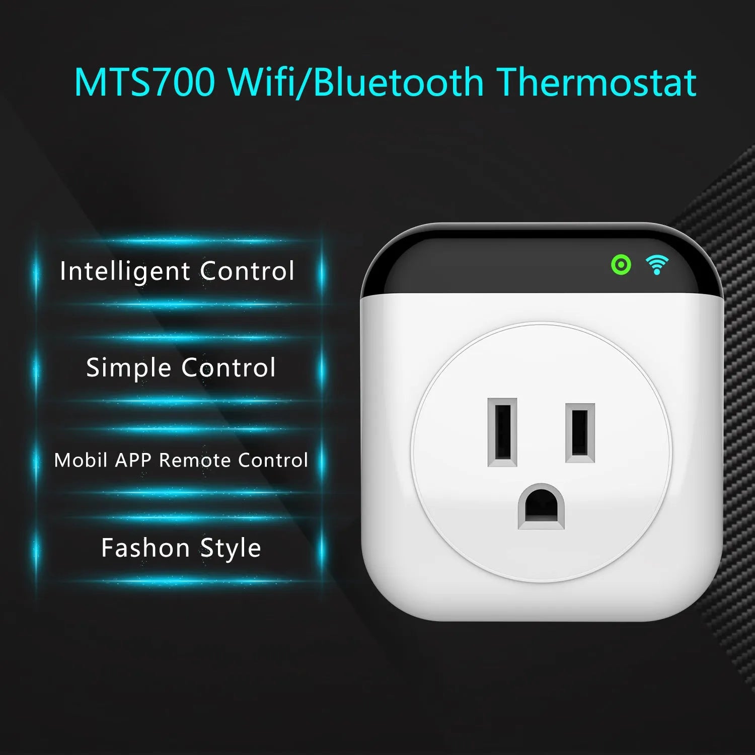 White Tuya temperature control smart socket with US 3-pin outlet and temperature sensor probe