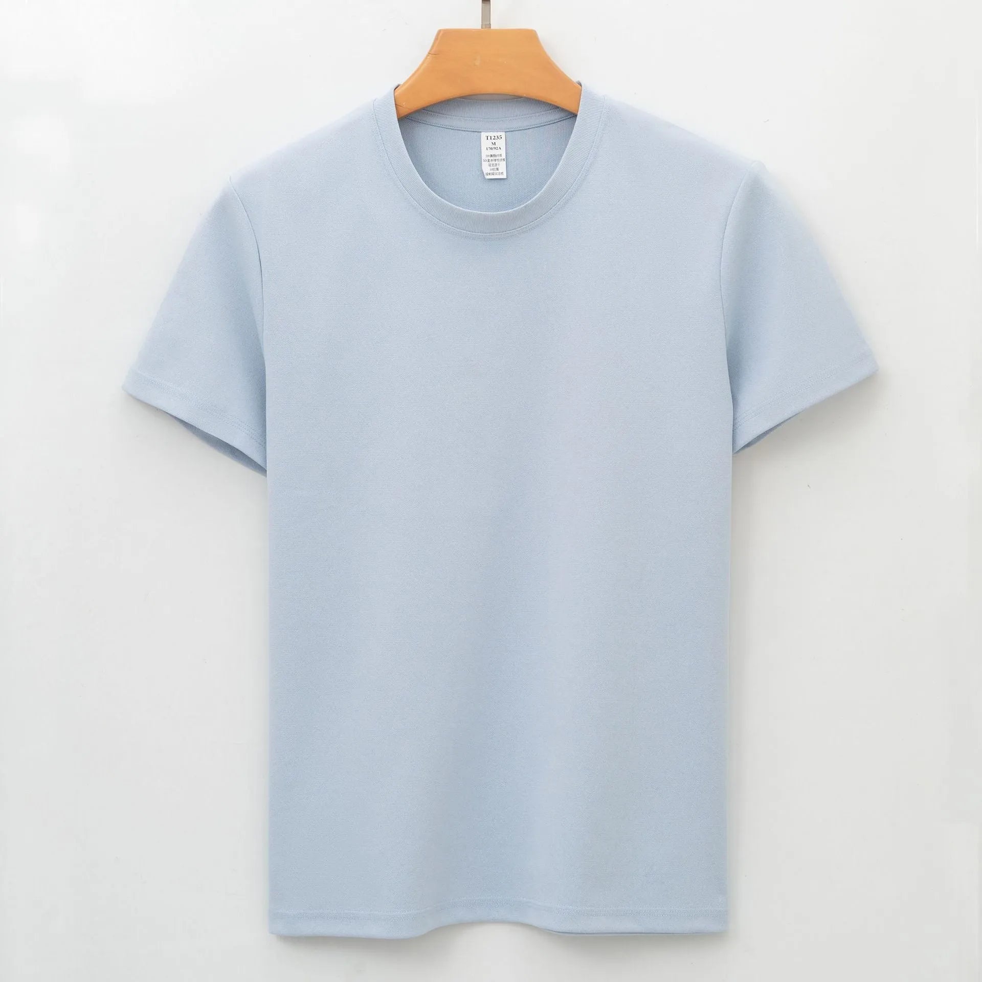 Men's antibacterial quick-dry short sleeve t-shirt in solid colour