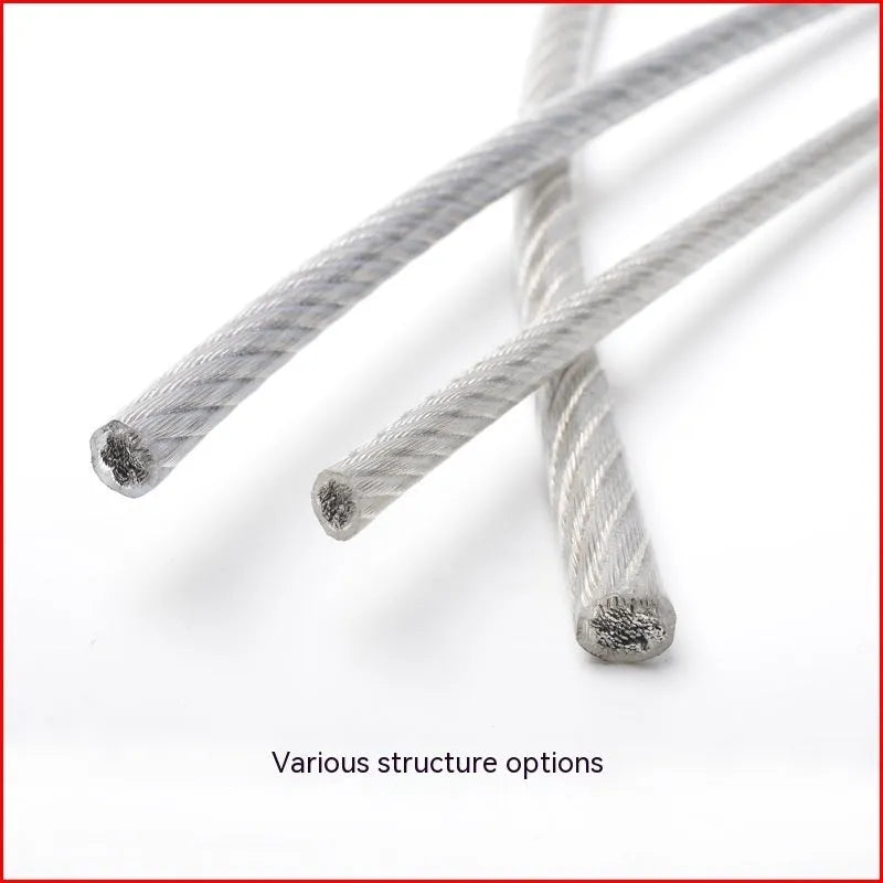 304 stainless steel invisible anti-theft protecting wire rope coil in a grey coated finish.
