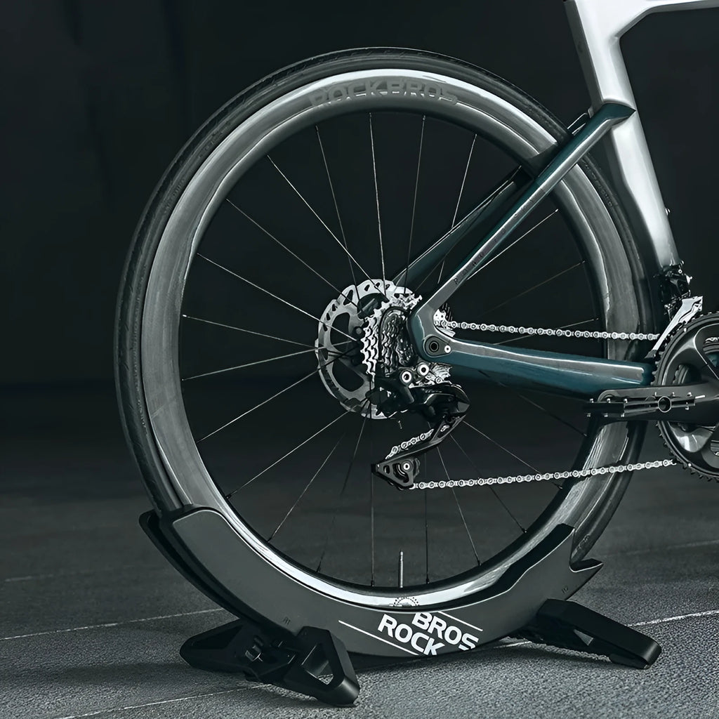 Black ABS plastic floor-standing bicycle parking rack holder for road and mountain bikes