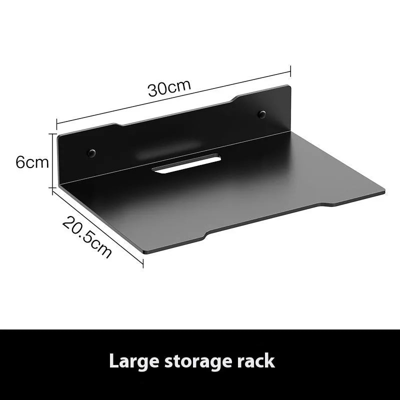 Punch-free carbon steel wall hanging bracket for projector or camera, black finish on white wall