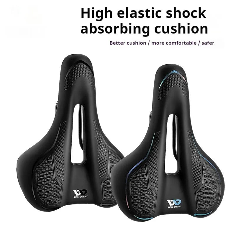 West Rider high-elastic sponge bicycle saddle in Casual Black with leather surface