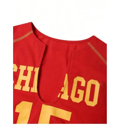 Red hollow digital print sleeveless sports vest for women loose fit polyester 3D effect