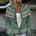 Yellow women's cardigan knitted coat with a raised 3D digital pattern, shown with regular sleeves.