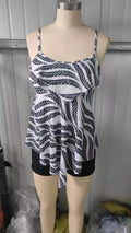 Women's full coverage bikini set with high waisted briefs in black, available in sizes S to 2XL