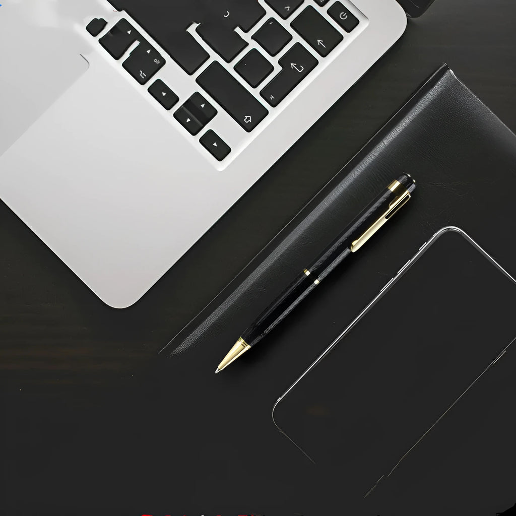Black pen shaped audio recorder with zinc alloy shell for discreet recording