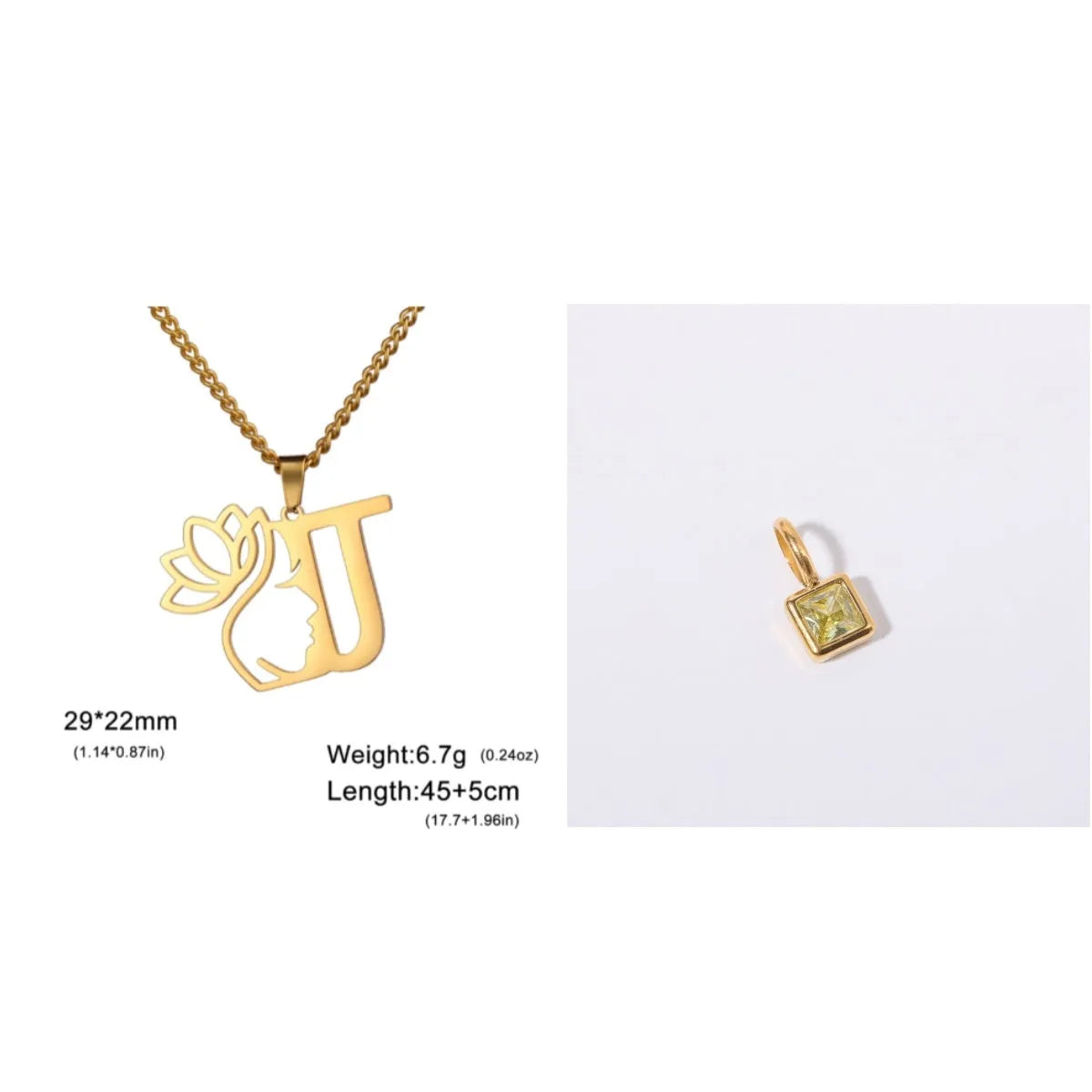Stainless steel cross chain necklace with electroplated finish shown in gold and silver colour options