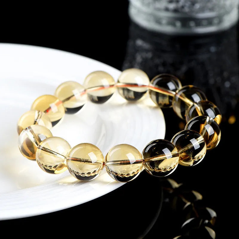 Natural citrine scattered beads ball bracelet showing polished 7A and 6A grade stones in various sizes