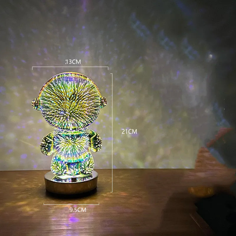Fireworks astronaut 3D stereo glass table lamp with USB charging