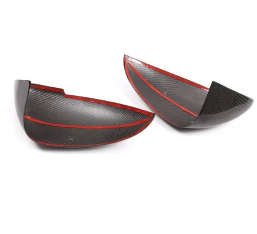 Pair of true carbon fibre rearview mirror covers for Porsche Macan in Blakc colour