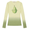 Women's yellow green gradient flower print long sleeve t-shirt made from thin polyester fabric.