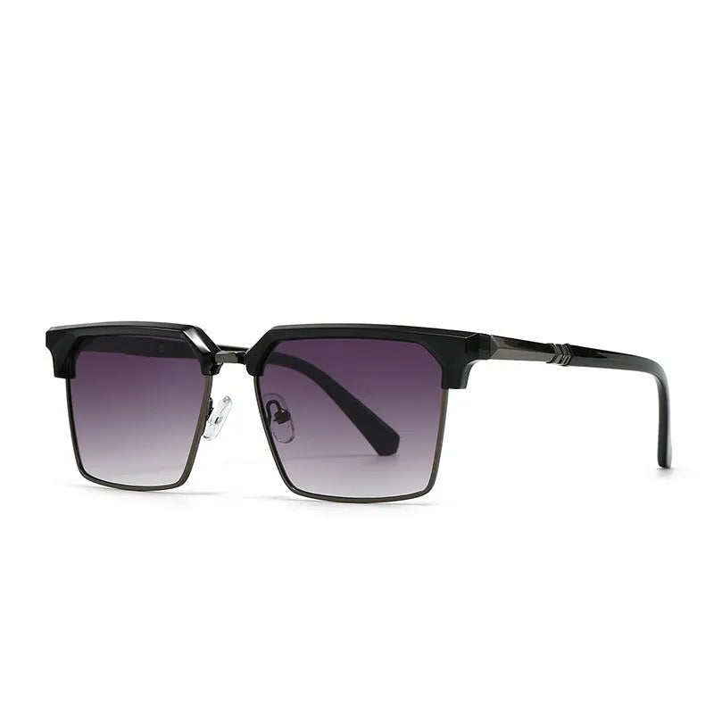 Men's square sunglasses with plastic frame in choice of six colours on display