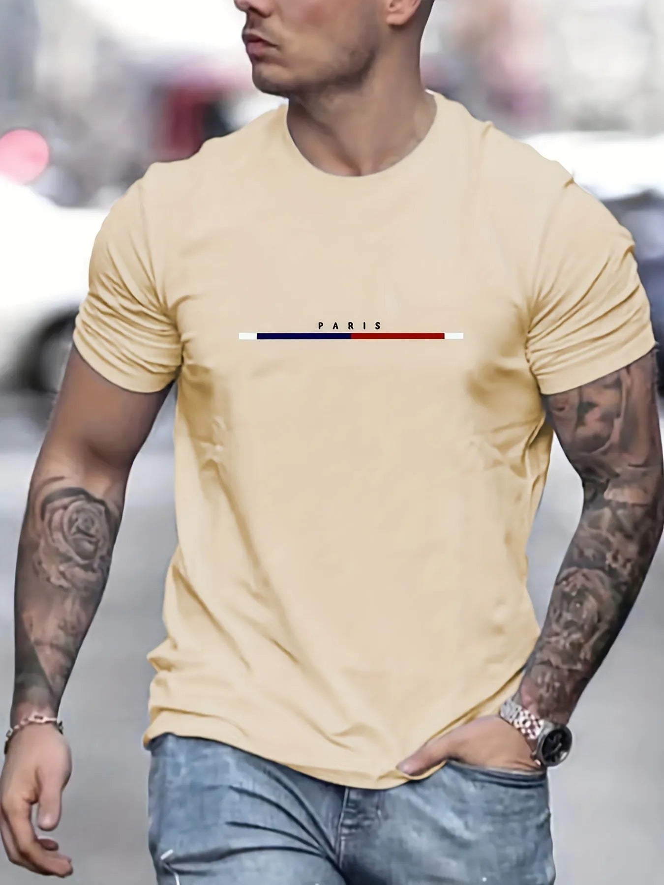 Men's fashion printed cotton t-shirt in white and black with unisex fit