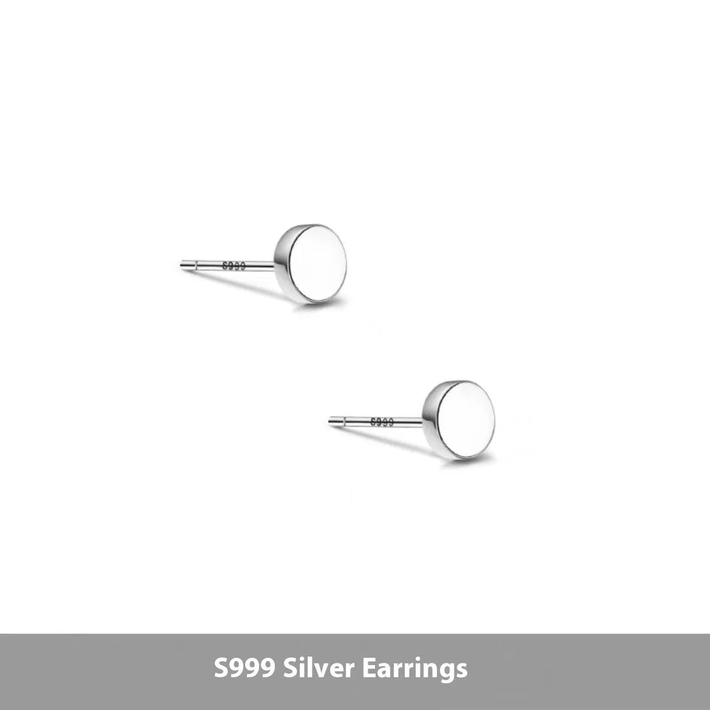 S999 sterling silver flat ear bone stud earrings in silver and black electroplated finishes