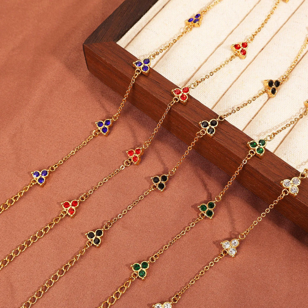 Women's stainless steel bracelet with three geometric diamond designs in various colour options