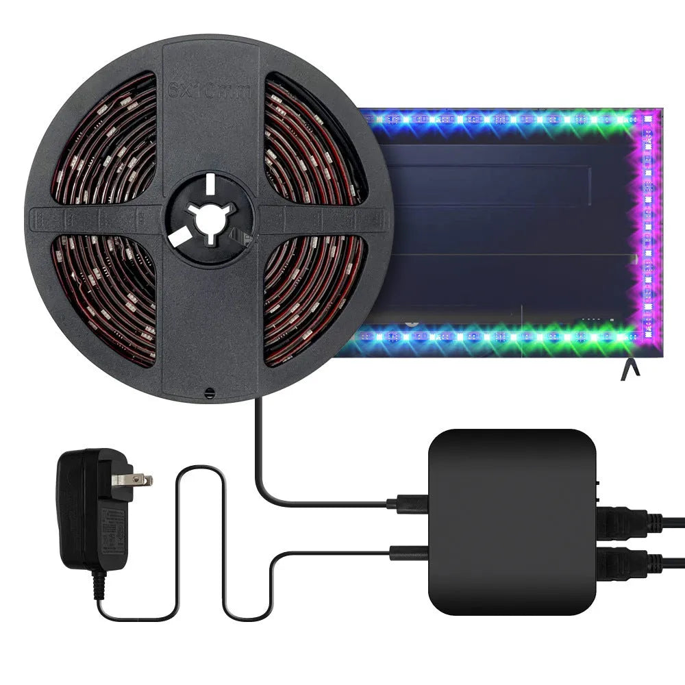 Graffiti pattern smart light strip for television background lighting with intelligent control