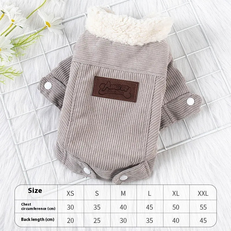 Lambswool grey dog vest with wool lining for autumn and winter wear