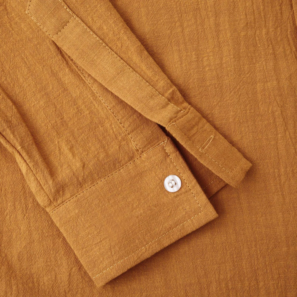 Men's brown cotton blend shirt and pants casual set on hanger