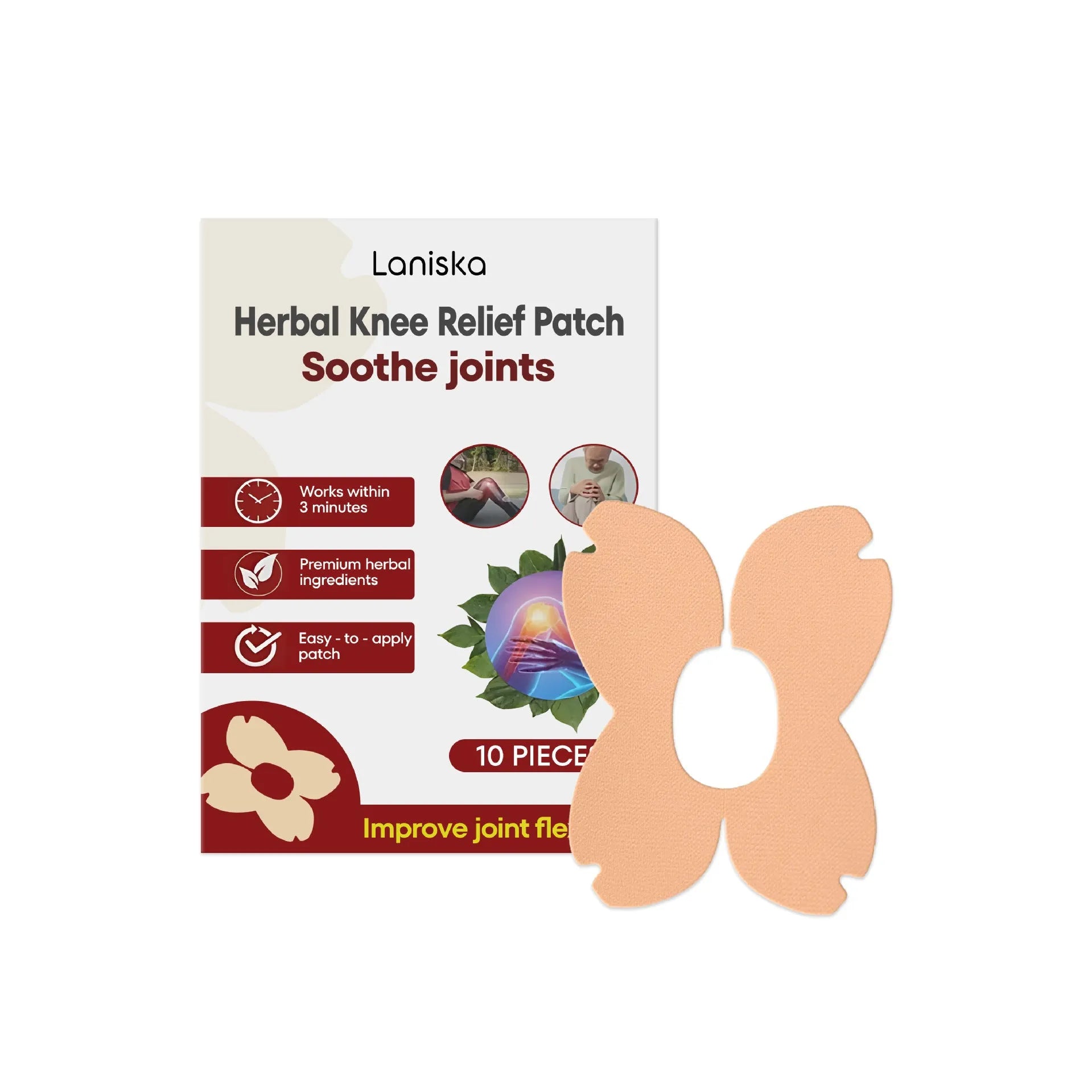 LANISKA herbal moxa leaf menthol joint nourishing adhesive bandage 10-piece pack in presentation box