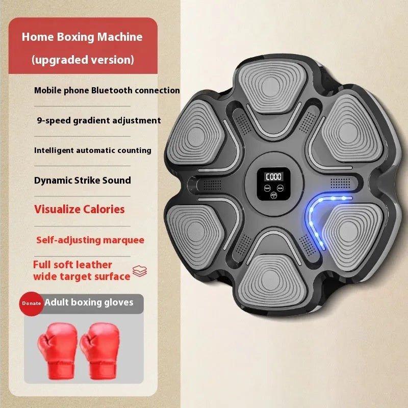 Smart music boxing wall target with electronic display and gloves
