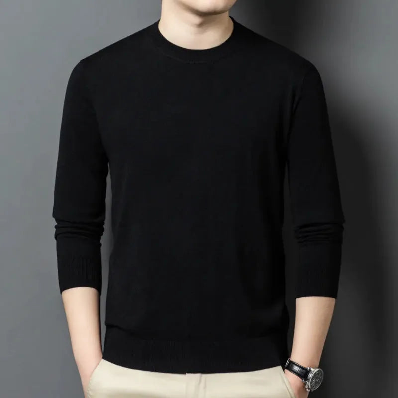 Men's round neck wool and silk blend sweater in various colours for winter wear