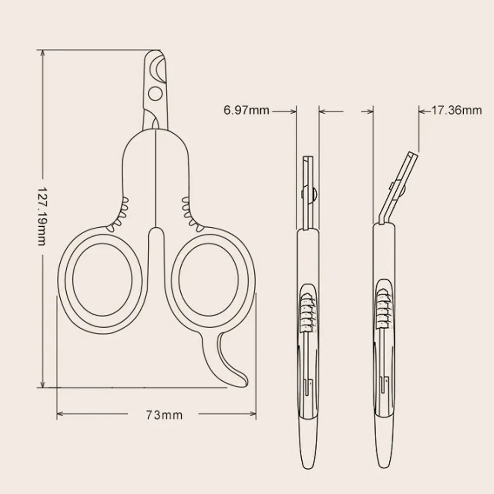 Professional pet nail clippers with curved 20º tips and ergonomic rubber handle for cats and small dogs