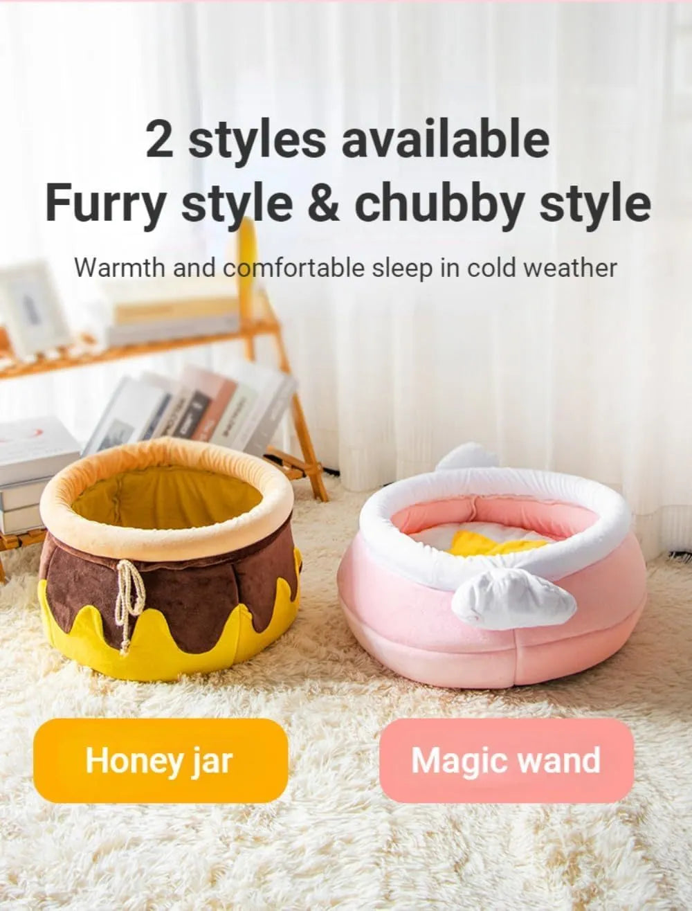 Honey pot shaped cat sofa bed with removable pad in soft fabric for small pets