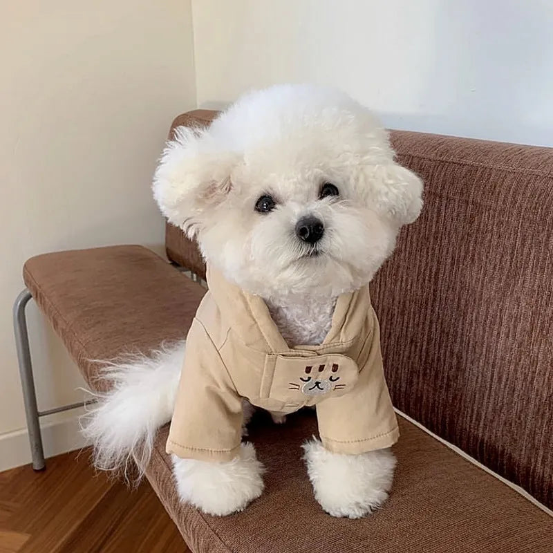Bixin pet coat in beige for small dogs and cats with button closure