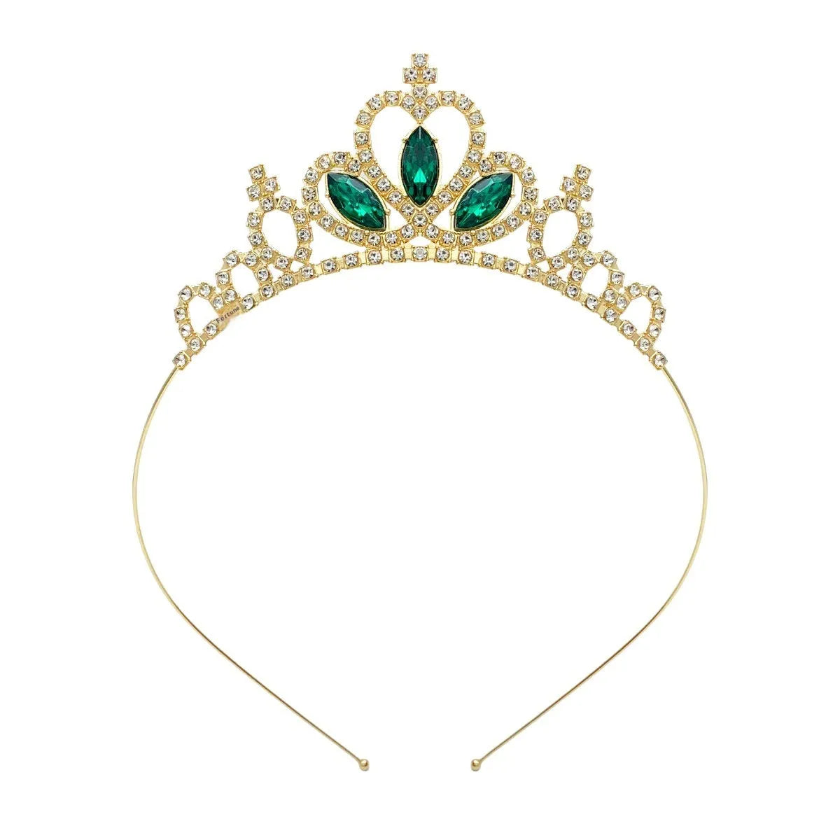 Gold and silver alloy princess crown headdress with coloured gemstones for girls birthday parties