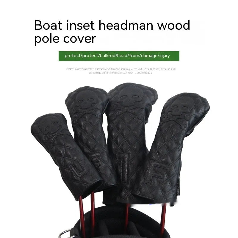 Black and white PU waterproof protective cover for a golf wooden pole.