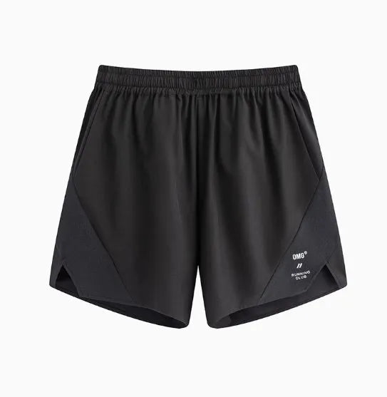 Men's black running shorts with laser stitching detail and stretch fabric for athletic training