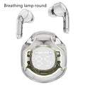 Transparent warehouse wireless Bluetooth headset in white, black, pink, sky blue, or violet with optional breathing light