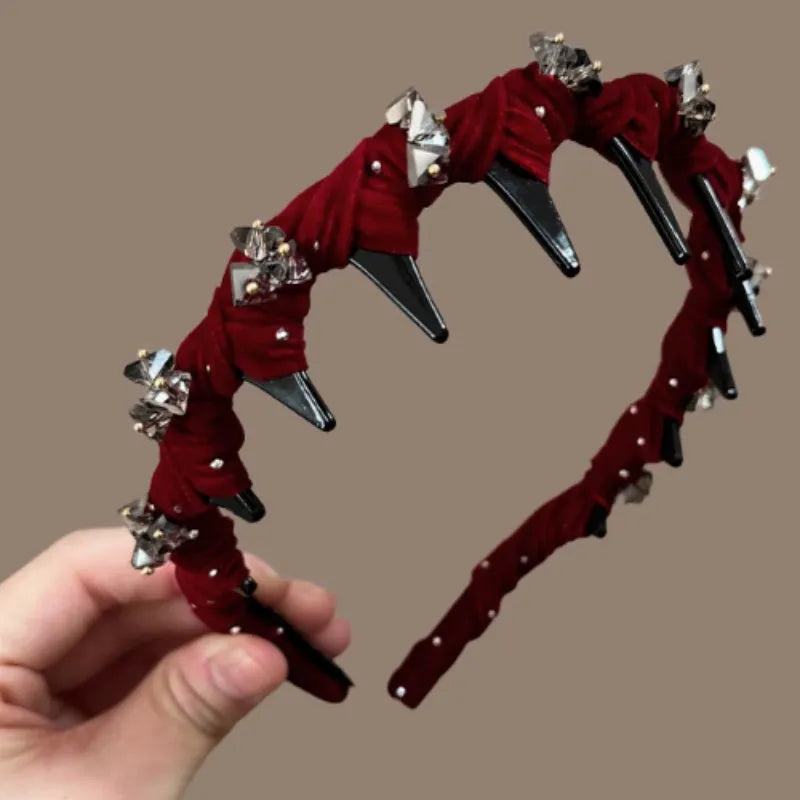 French velvet crystal wave hair pressing non-slip hair bundle accessory in velvet texture with crystal details