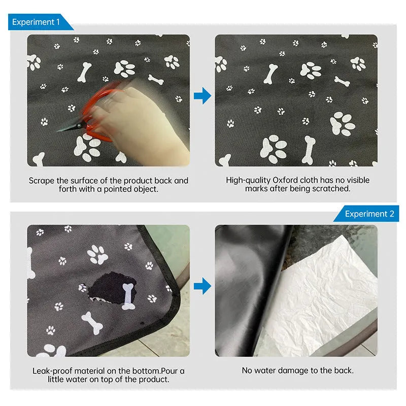 Water resistant cloth car pet mat for rear seat protection with dog footprint design