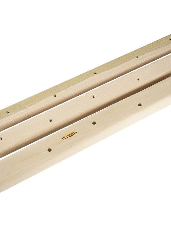 Set of three wooden hangboards for grip strength training, showing different widths and depths.