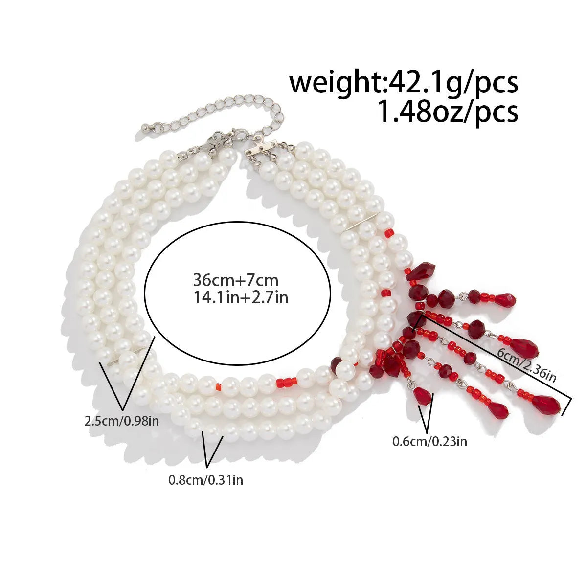 Halloween blood drop tassel necklace with artificial crystal pendant on adjustable chain