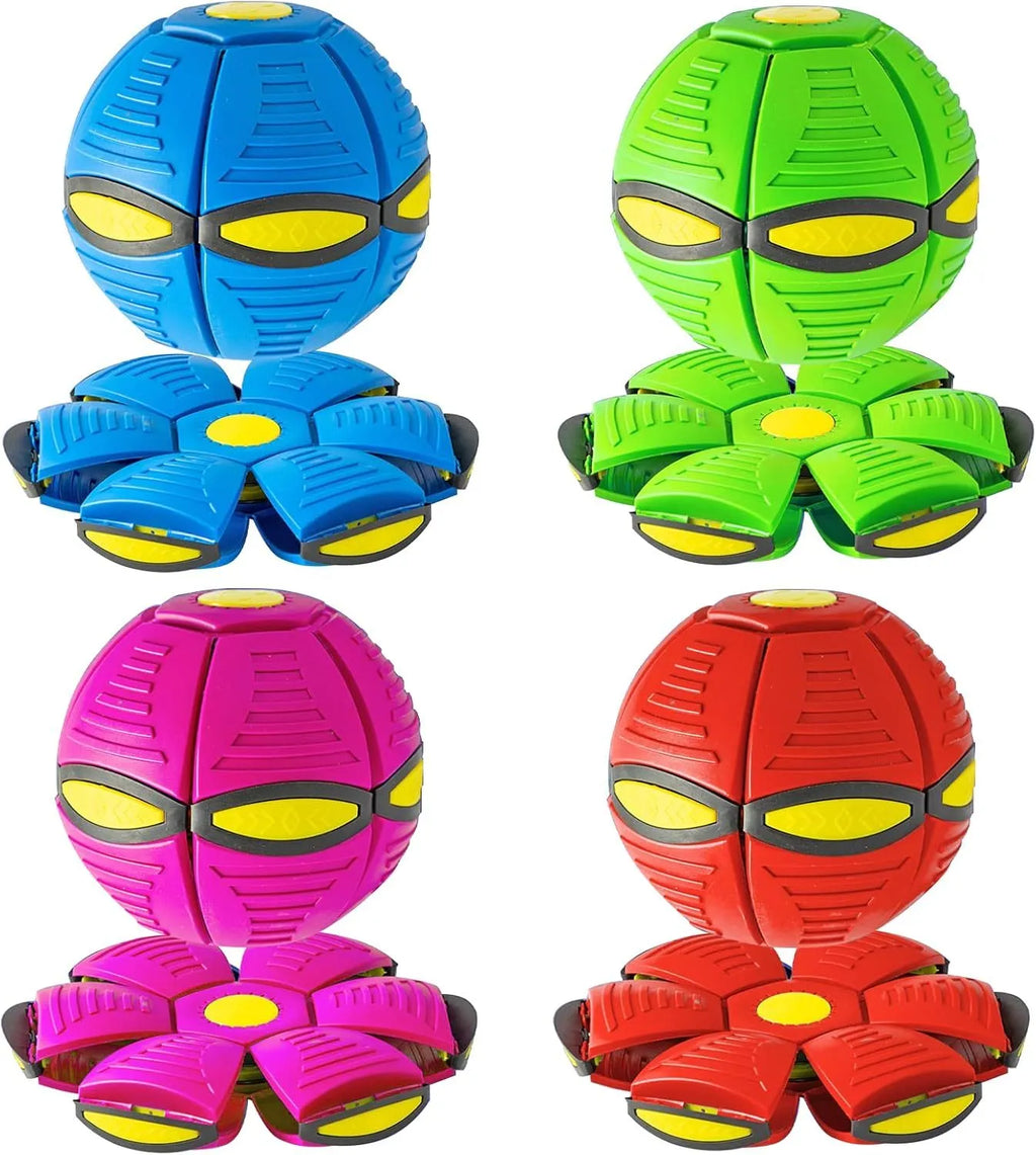 Pet Toy Flying Saucer Ball for Dogs with 6 Lights Interactive Outdoor Yard Toy Magic Stomp Ball Children Toy Magic UFO Ball for Dog Games Soft Plastic Material 16x16x5cm 240g