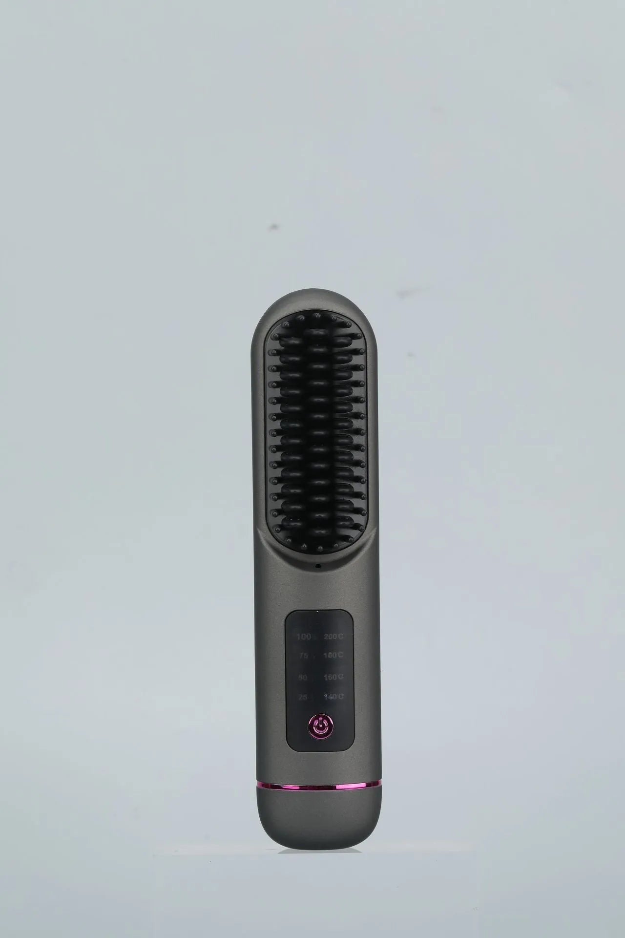 Negative ion straightening hair comb with USB charging port in white, dark blue, or grey colour options