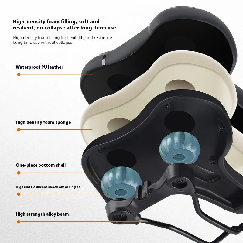 West Rider high-elastic sponge bicycle saddle in Casual Black with leather surface