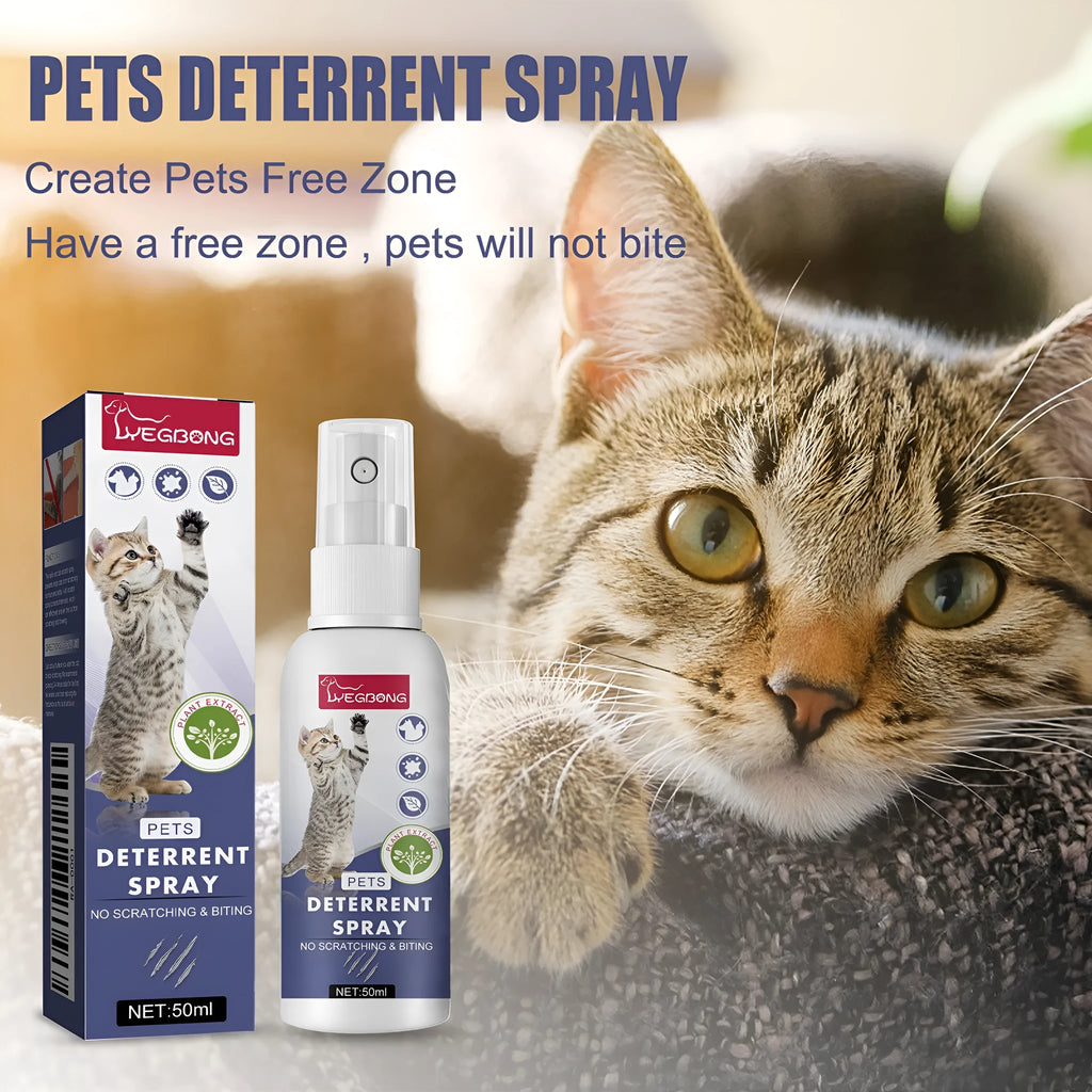 50ml pet deterrent spray bottle in retail packaging for dogs and cats