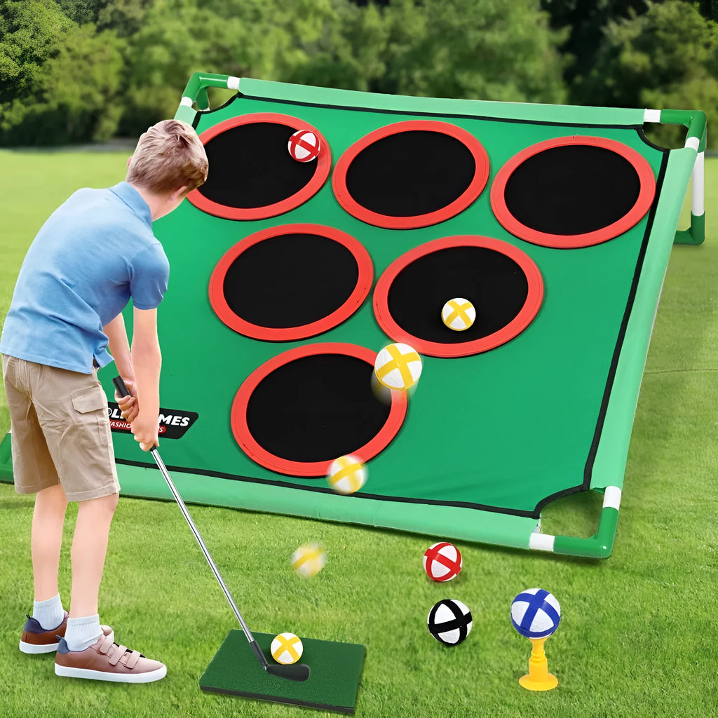 Children's plastic flannel Velcro golf target toy set with single frame option