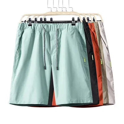 Men's casual sports shorts in 100% polyester, five-point straight leg, black