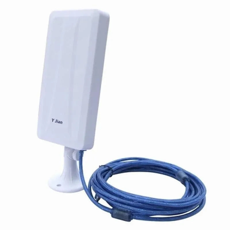 White high power USB wireless network card for PC and laptop Wi-Fi connectivity.